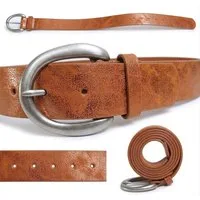 LOCCUS Ledergürtel Damengürtel, Hüftgürtel, Hosengürtel, Eckig Schnalle, 4cm Breit Damengeschenk, Frauengürtel, Hochwertige Verarbeitung