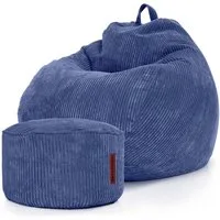 Green Bean Sitzsack XXL Sitzsack Scoop + Hocker aus Cord, Indoor Sitzkissen mit Sitzhocker, Relax Sessel