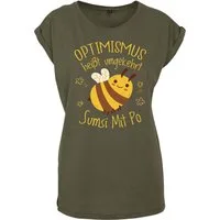 Youth Designz Print-Shirt "Optimismus Sumsi Mit Po" Damen T-Shirt mit lustigem Spruch für Frauen Statement Geschenk Print Fun Spaß