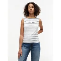 Tommy Hilfiger Tanktop CLASSIC SCRIPT BOAT-NK TOP Baumwollmischung, U-Boot Ausschnitt