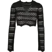 URBAN CLASSICS Rundhalspullover Urban Classics Damen Ladies Cropped Crochet Knit Sweater (1-tlg)