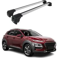 OMAC Dachträger Grundtäger für Hyundai Kona 2017-2023 75kg Aluminium Silber 2 tlg (2-St), Wasserbeständig,Abnehmbar,Multifunktional,Leichtgewichtig