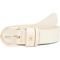 Tommy Hilfiger Ledergürtel ESSENTIAL EFFORTLESS 2.5 cm breit GOLD Logoemblem, weiche Haptik, ovale Einfachdornschließe