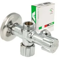 VA Albertoni Eckventil Doppeleckventil 1/2 Zoll (DN 15), mit. 2 x 1/2 Zoll Abgängen, D445694, einzeln absperrbar