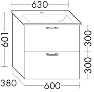 Burgbad Waschtischunterschrank Sys30 PG4 Sana 601x600x380 Anthrazit Ultramatt, WWLX060F5772 WWLX060F5772