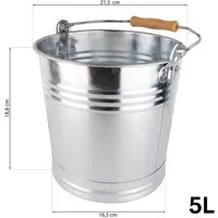 Prima-Online Mülleimer Zinkeimer 7-15 Liter mit Holzgriff Eimer auch Dekoeimer Metalleimer, Volumen 5L