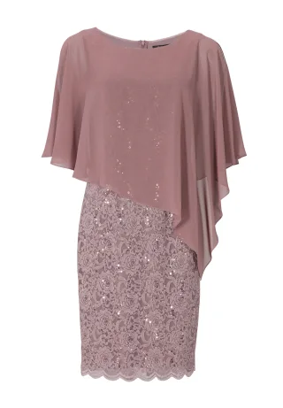 SWING - Cocktailkleid aus Material-Mix mauve - Gr. - 42
