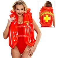 Widmann S.r.l. Kostüm Schwimmweste Rettungsschwimmer rot aufblasbar