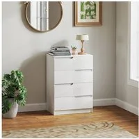HOMCOM Kommode mit 4 Schubladen (Schubladenkommode, 1 St., Beistellschrank), für Wohnzimmer, Schlafzimmer, Hochglanzweiß 60 x 40 x 85cm