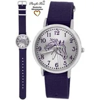 Pacific Time Quarzuhr Kinder Armbanduhr Pferd violett Wechselarmband, Mix und Match Design - Gratis Versand