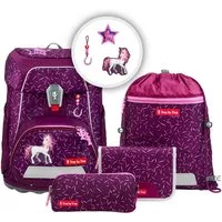 Step by Step Schulranzen Schulranzen-Set FIT Pretty Unicorn Nuala, 5-teilig (5-teilig), ab 1. Klasse, ergonomisch, Easy-Grow-System