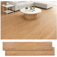 BlingBin Vinylboden 36 Stück PVC Bodenbelag Vinylboden Selbstklebend mit Holz-Effekt, 72er Set, Warm Oak, 91.4 x 15.24 cm, 72 Vinyl Fliesen-ca.10m², Klebefliesen Boden für Wohnzimmer Küche, Verschleißfest, Wasserfest