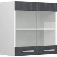 Vicco Glashängeschrank R-Line, Schwarz Beton/Weiß, 60 cm (1-St)