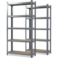 Karat Schwerlastregal Lakota aus Stahl, Belastbar bis 875kg, Aufbau ohne Werkzeug, 5 Böden, Spar-Set 2-tlg., Witterungsbeständig, In- & Outdoor, höhenverstellbare MDF-Böden