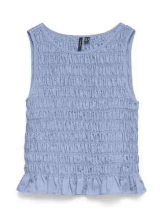 VERO MODA - VMNORI SMOCK SL TOP WVN Brunnera Blue - Gr. - L
