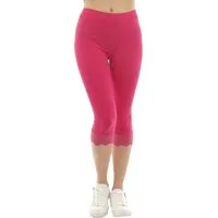 F&K-Mode Caprileggings Damen Capri 3/4 Leggings Spitze Baumwolle Hose Spitze