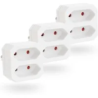greate. 3x 2fach Steckdosenadapter bis 1100W, 2er Mehrfachsteckdose ohne Kabel Mehrfachsteckdose 2-fach (Erhöhter Berührungsschutz, 3x 2 fach Steckdosenadapter für Steckdose)
