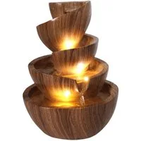 Arnusa Zimmerbrunnen Springbrunnen mit LED Beleuchtung Gartenbrunnen stilvoll Dekoration, Wohnzimmerdeko Wasserspiel LED warmweiß