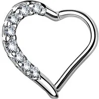Taffstyle Augenbrauenpiercing Ohrpiercing Herz Helix Tragus Piercing Ring mit Kristalle Clicker (Herz-Piercing mit Kristallen und Scharnier – links oder rechts tragbar), Herz Kristall GLitzer Septum Nase Lippe Knorpel Piercing