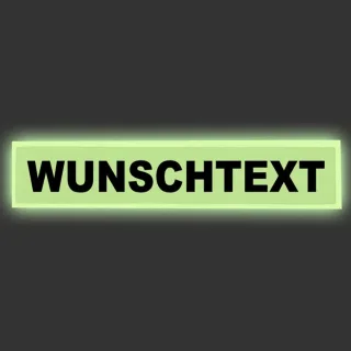 Rückenschild 38 x 8 cm mit Wunschtext | nachleuchtend | glänzend | ein- oder zweizeilig | Klett 1-zeilig