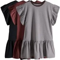 The Set Jerseykleid The Set Jerseykleider mit Rüschenärmeln, 3er-Pack (3-tlg)