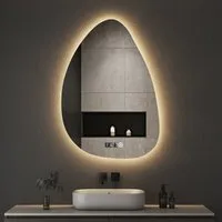 WDWRITTI Badspiegel Led 50x70 80x60 100x60 Touch Uhr dimmbar Spiegel Bad mit beleuchtung (Badezimmerspiegel Wandspiegel, Speicherfunktion, Helligkeit dimmbar, Wandschalter), Warmweiß, Neutralweiß, Kaltweiß, Energiesparend