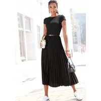 LASCANA Midikleid mit Plisseerockteil, bügelfreie Qualität elegantes Sommerkleid, Festkleid, Plisseekleid, modisch