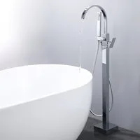 HOMELODY Wannenarmatur freistehende Wannenarmatur Messing mit Handbrause & Wasserfall freistehende Badewanne Armatur,Mischbatterie Badewanne, Wasserhahn Bad