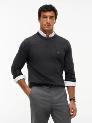 PIMA ORG CTN CASHMERE CREW NECK Dark Grey Heather - Gr. - S