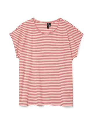 VERO MODA - VMAVA SS TOP STRIPE JRS NOOS Coral Paradise - Gr. - XL