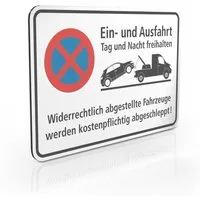 SafetyMarking Hinweisschild Ein- und Ausfahrt Tag und Nacht freihalten - Halteverbot