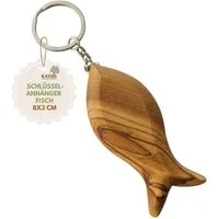 Kassis Geschenkartikel Schlüsselanhänger Olivenholz Schlüsselring Fisch Handschmeichler Glücksbringer Talisman, handgefertigt in Bethlehem, Geschenk zu mehreren Anlässen
