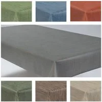 laro Tischdecke Wachstuchtischdecke Uni Leinen PVC Eckig