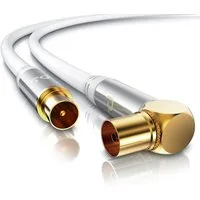 Primewire Antennenkabel gewinkelt, Koaxialkabel 75 Ohm TV HDTV DVB-T Radio -0,5m TV-Kabel, Koaxial, RF Buchse, IEC Stecker (50 cm), 135 dB, störungsfrei geschirmt, für Kabelfernsehen, Receiver und Radio