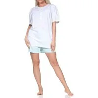 Normann Pyjama Normann Damen fraulicher kurzarm Shorty Pyjama in Klassischer Optik