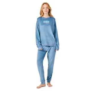 Winter-Pyjama mit langen Ärmeln aus Samt MU5 für Damen