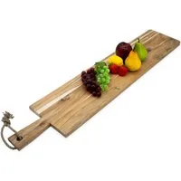 Spetebo Servierplatte XXL Teak Servierbrett, Holz, (Anzahl, 1-tlg., lebensmittelechte Servierplatte), mit Griff