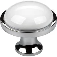 SO-TECH® Möbelknopf ANSGAR Ø: 34 mm aus Metall und Porzellan (1-St), Chrom poliert mit weißem Porzellaneinsatz