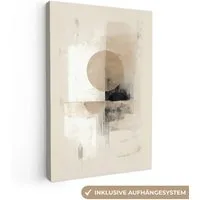 OneMillionCanvasses® Leinwandbild Kreis - Zusammensetzung - Tiefe - Beige, Fotodruck (1 St), Leinwand Canvas Wandbild, Wanddekoration 20x30 cm