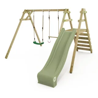 Spielturm mit Wellenrutsche und Doppelschaukel Smart Dash - Massiver Kletterturm für den Garten - Hochwertiges Spielgerät für Kinder - Wickey