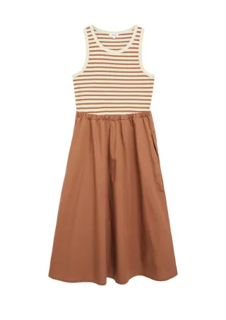 s.Oliver Red Label - Kleid in Midi-Länge beige/braun - Gr. - 36