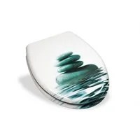 Stabilo Sanitär WC-Sitz WC-Sitz "Calm lake" Toilettensitz Klositz (Komplett-Set, mit Edelstahl-Befestigungsschrauben), WC-Sitz mit Absenkautomatik, pflegeleicht.