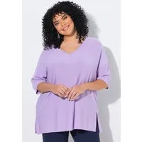 Ulla Popken Strickpullover Pullover Oversized V-Ausschnitt Halbarm