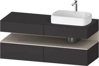 Duravit Qatego Konsolenwaschtischunterbau wandhängend Graphit Supermatt 1400x550x600 mm - QA47660838 QA4766083800000