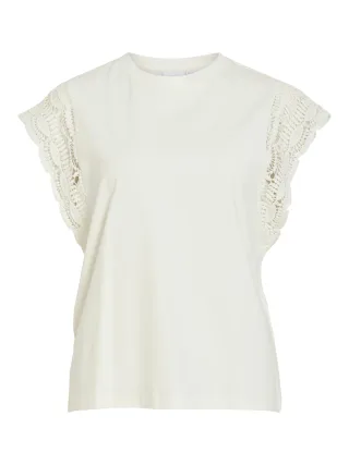 VILA - VIMANDALA O-NECK S/L TOP Snow White - Gr. - XL