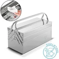 STAHLWERK Werkzeugbox Werkzeugkasten Edelstahl Werkzeugkiste leer Werkzeugbox aus Metall (Packung)