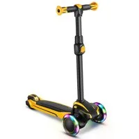 OUNUO Dreiradscooter Kinderroller mit farbigen LED, höhenverstellbar für Kinder ab 3 Jahren