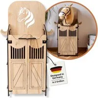 Hoofly Steckenpferd Hobby Horse Stall, (für 2 Pferde, für 1 Pferd, Hobby Horse Zubehör mit Türen & Haken)