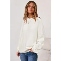 Arach&Cloz Strickpullover Damen Pullover Langarm Wolle Blend Rundhalsausschnitt Strickpullover Oversized Oberteile Strick Tops