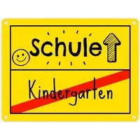 speecheese Metallschild Zur Einschulung Metallschild in 15x20 cm mit Spruch Schule